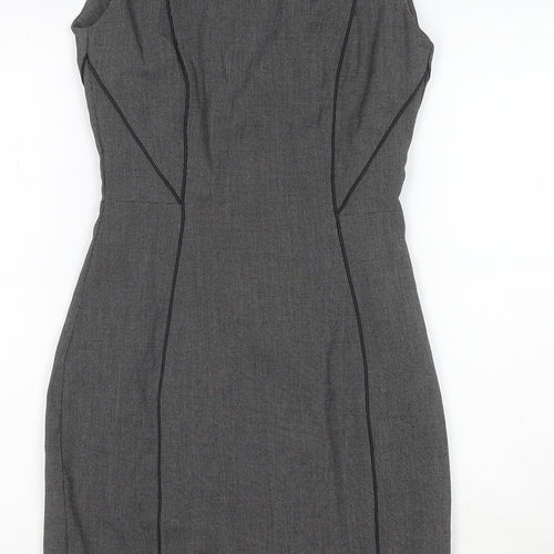 H&M Womens Grey Polyester A-Line Size 6 Round Neck Zip