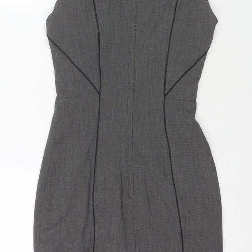 H&M Womens Grey Polyester A-Line Size 6 Round Neck Zip
