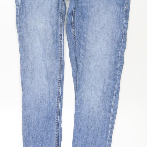 Marks and Spencer Mens Blue Cotton Skinny Jeans Size 28 in L30 in Regular Zip