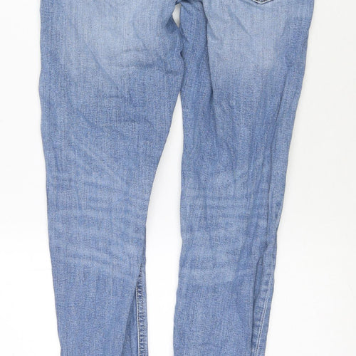 Marks and Spencer Mens Blue Cotton Skinny Jeans Size 28 in L30 in Regular Zip
