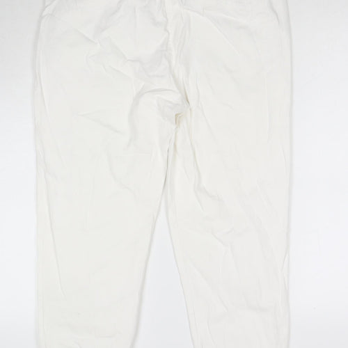 Wallis Womens White Cotton Cropped Jeans Size 14 L23 in Regular Zip