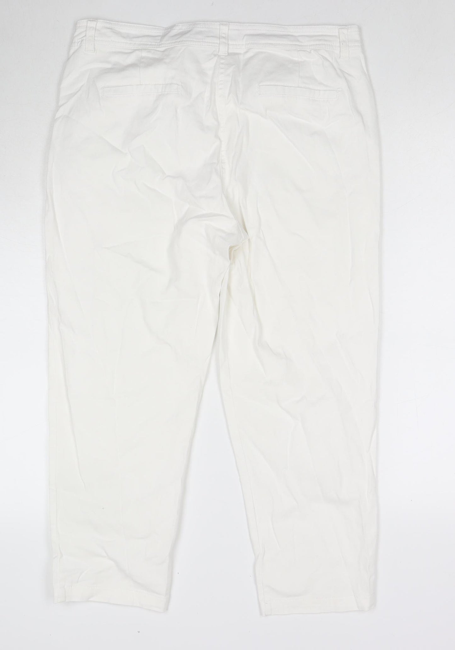 Wallis Womens White Cotton Cropped Jeans Size 14 L23 in Regular Zip