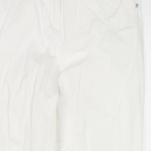 Wallis Womens White Cotton Cropped Jeans Size 14 L23 in Regular Zip