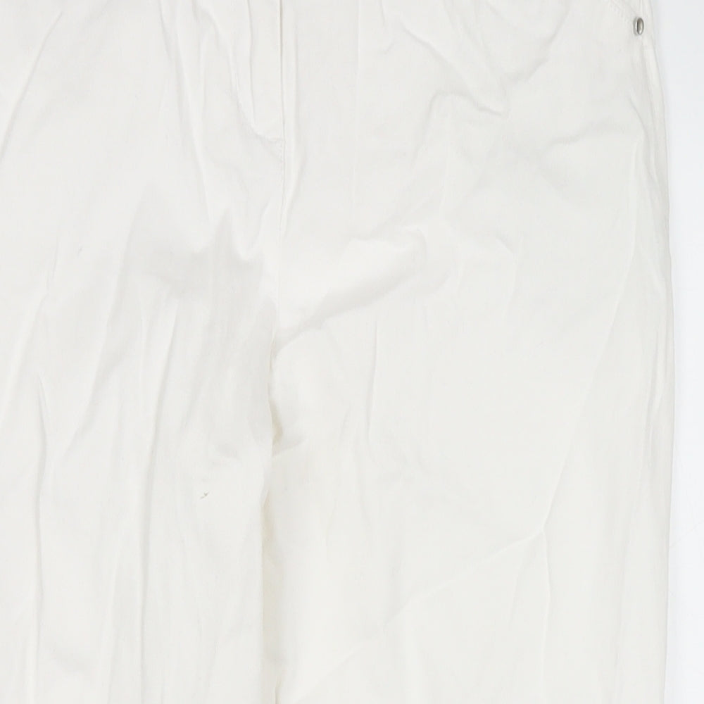 Wallis Womens White Cotton Cropped Jeans Size 14 L23 in Regular Zip