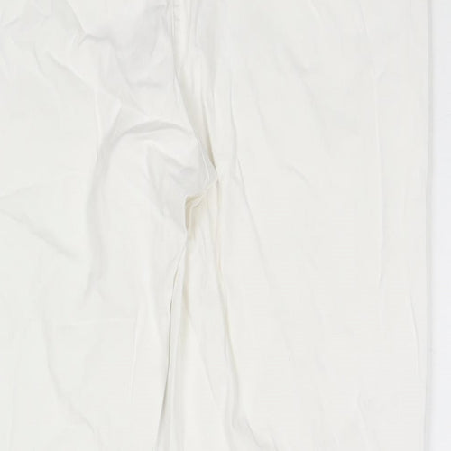 Wallis Womens White Cotton Cropped Jeans Size 14 L23 in Regular Zip