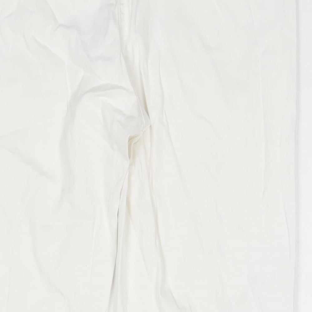 Wallis Womens White Cotton Cropped Jeans Size 14 L23 in Regular Zip