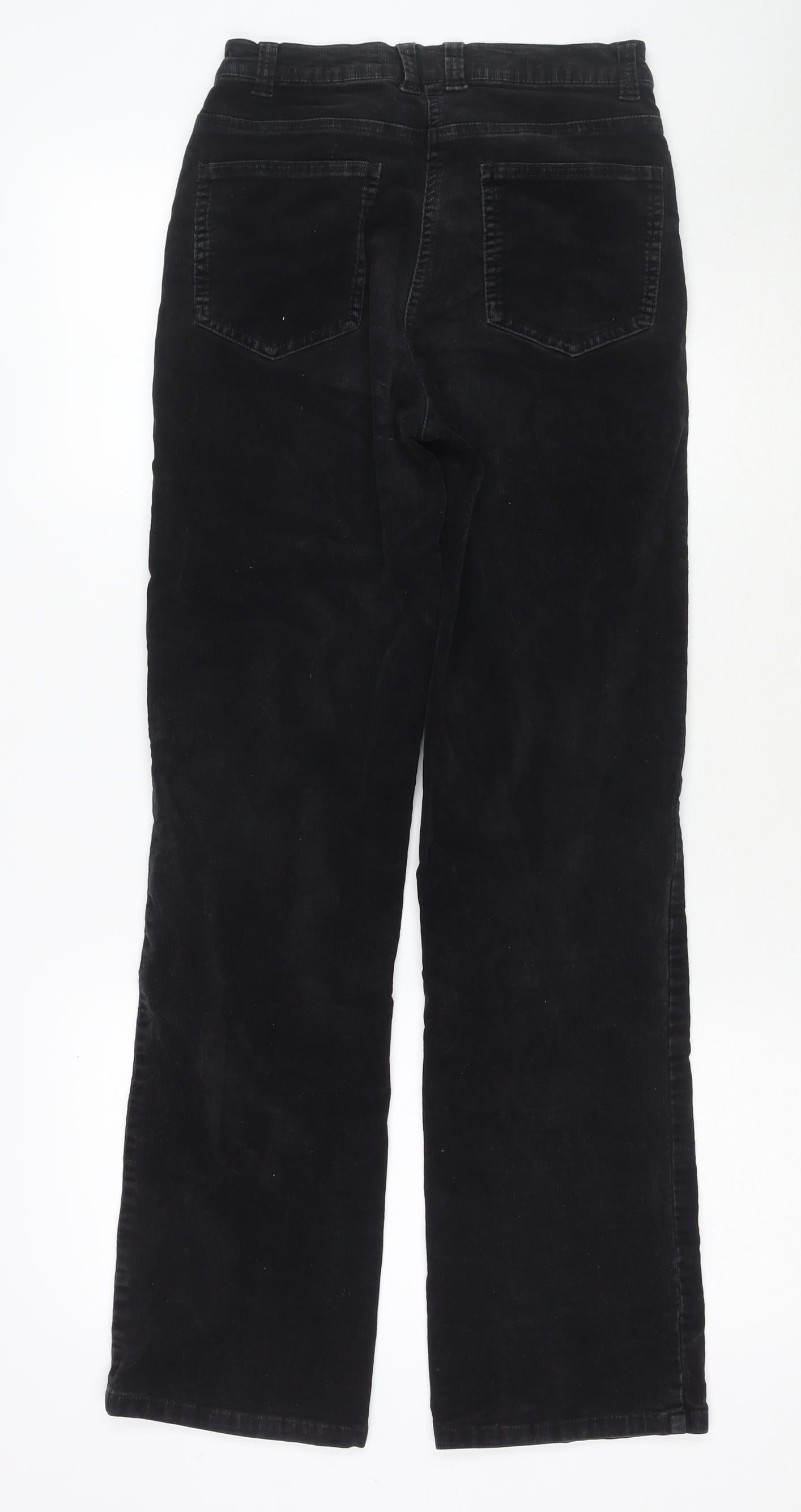 Castevile Womens Black Cotton Trousers Size 8 L30 in Regular Zip