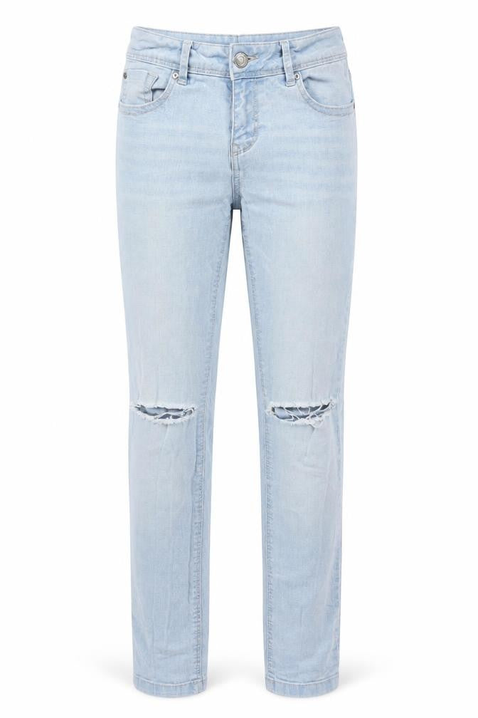 New Look Girls Blue Cotton Skinny Jeans Size 12 Years L25 in Regular Zip - Distressed