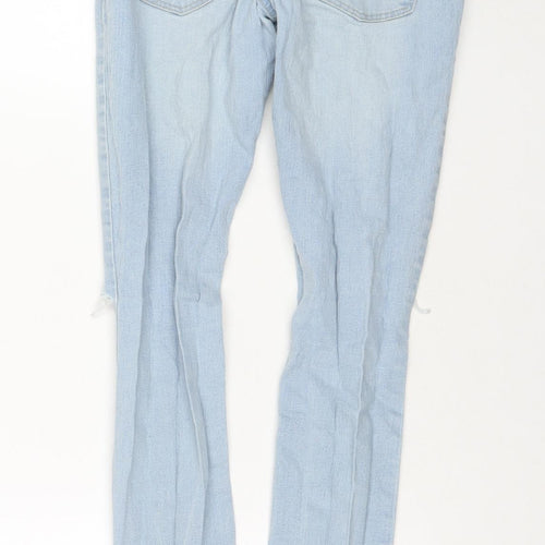 New Look Girls Blue Cotton Skinny Jeans Size 12 Years L25 in Regular Zip - Distressed