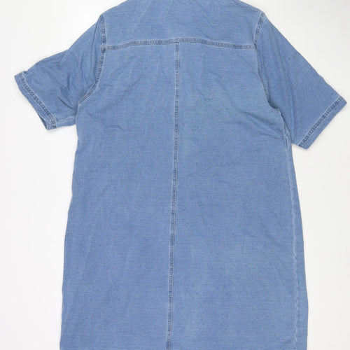 Cotton Traders Womens Blue Cotton T-Shirt Dress Size 22 Collared Button