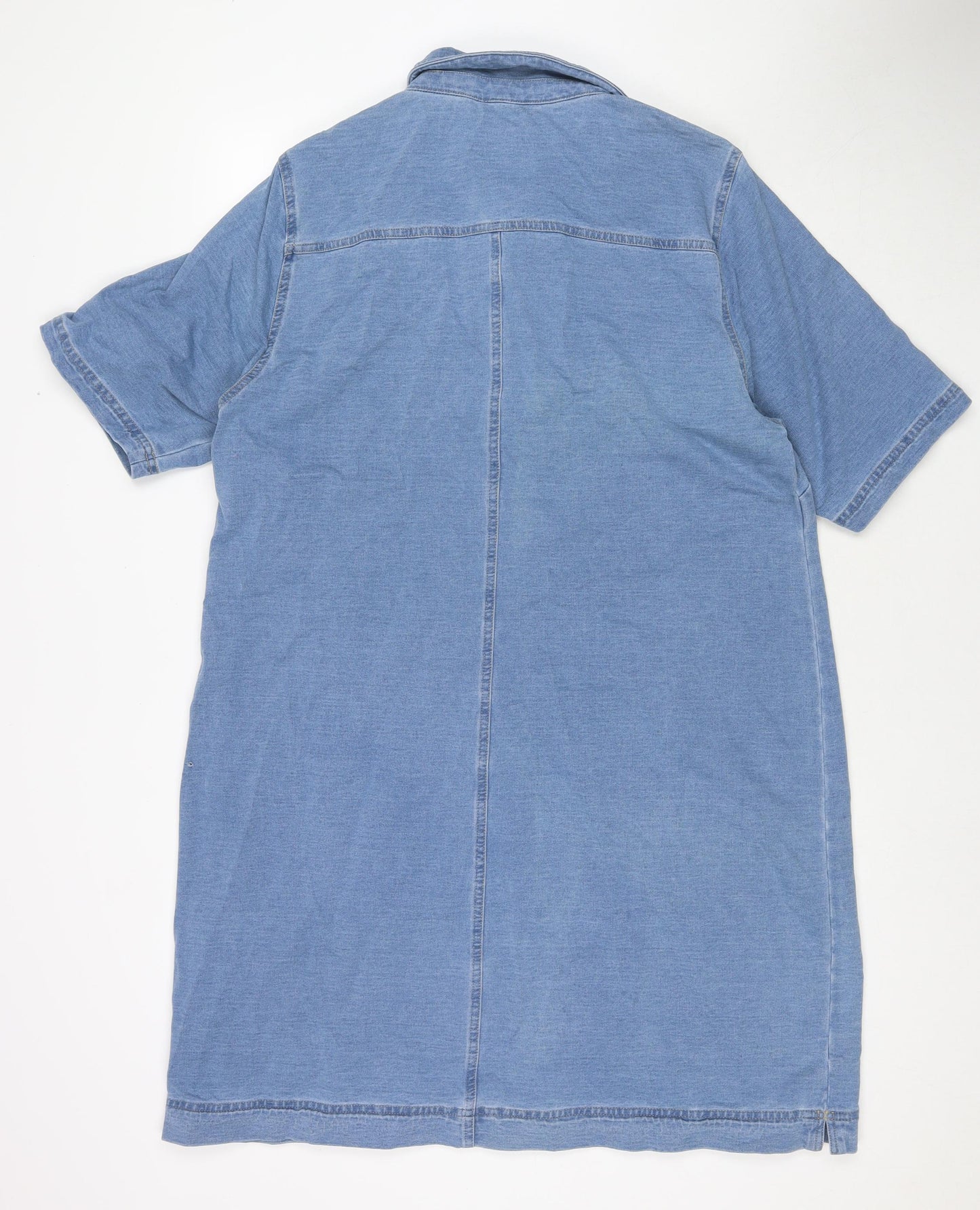 Cotton Traders Womens Blue Cotton T-Shirt Dress Size 22 Collared Button