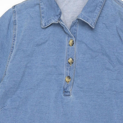 Cotton Traders Womens Blue Cotton T-Shirt Dress Size 22 Collared Button