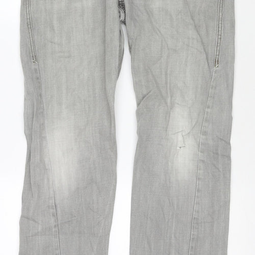 Topman Mens Grey Cotton Straight Jeans Size 34 in L34 in Regular Zip