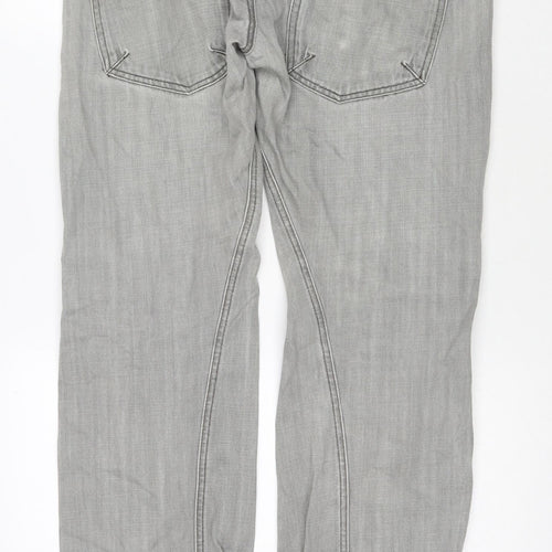 Topman Mens Grey Cotton Straight Jeans Size 34 in L34 in Regular Zip