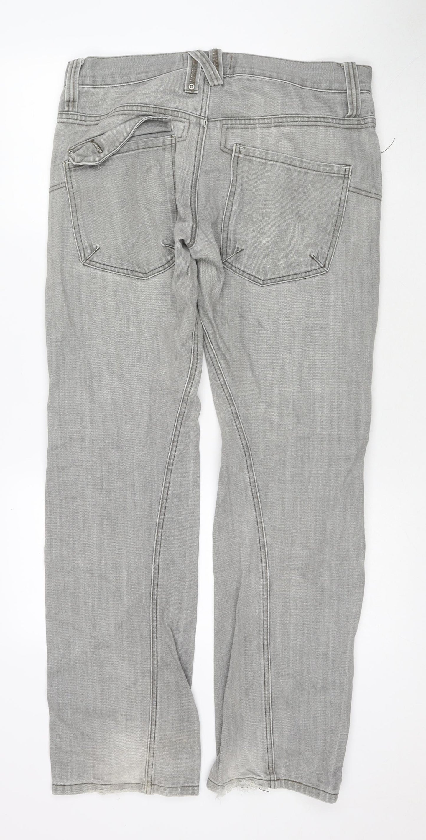 Topman Mens Grey Cotton Straight Jeans Size 34 in L34 in Regular Zip