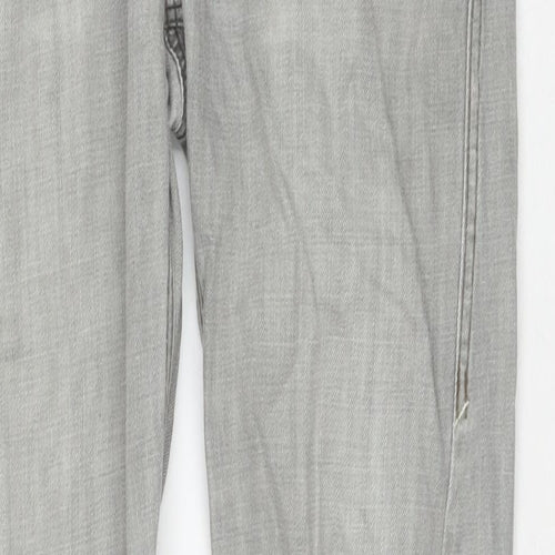 Topman Mens Grey Cotton Straight Jeans Size 34 in L34 in Regular Zip