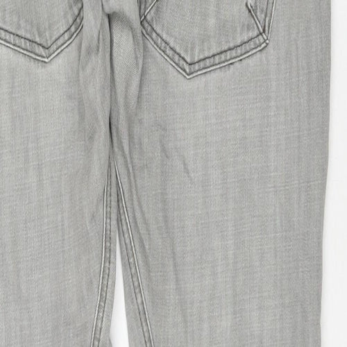 Topman Mens Grey Cotton Straight Jeans Size 34 in L34 in Regular Zip