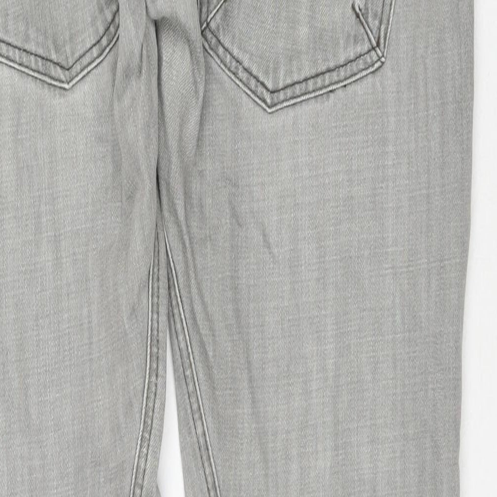 Topman Mens Grey Cotton Straight Jeans Size 34 in L34 in Regular Zip