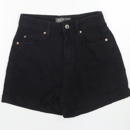Denim & Co. Womens Black Cotton Hot Pants Shorts Size 6 L3 in Regular Zip