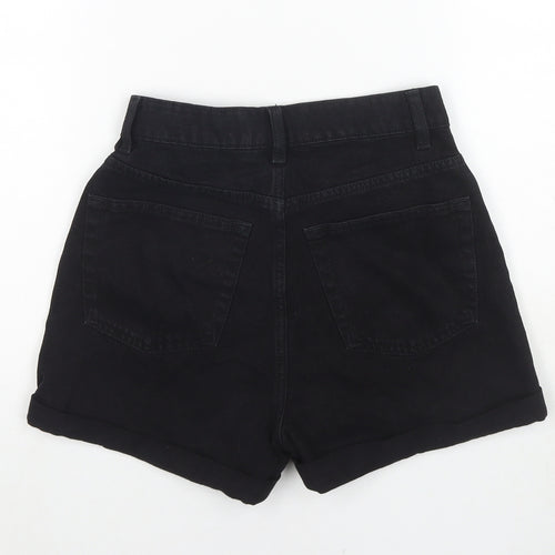 Denim & Co. Womens Black Cotton Hot Pants Shorts Size 6 L3 in Regular Zip