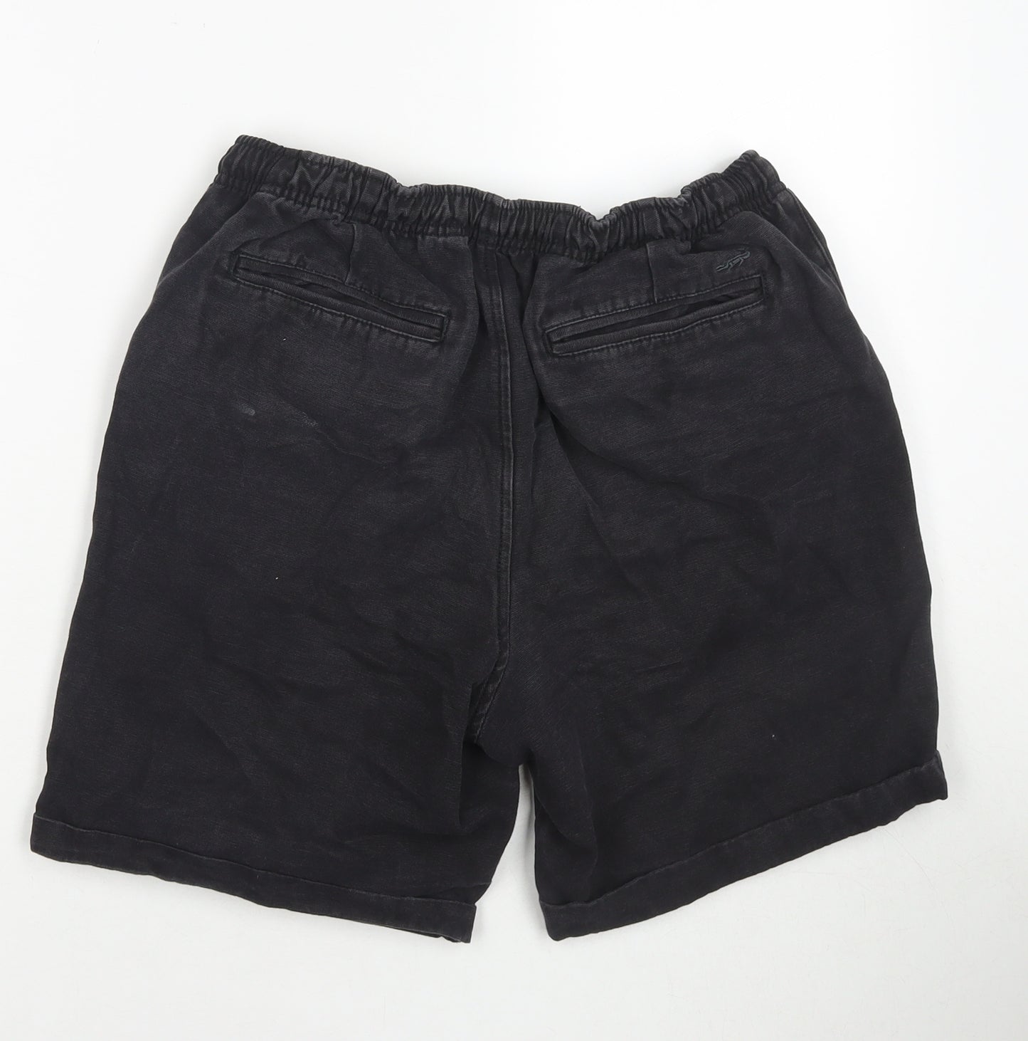 Crocodile Mens Black Cotton Bermuda Shorts Size 32 in L6 in Regular Drawstring