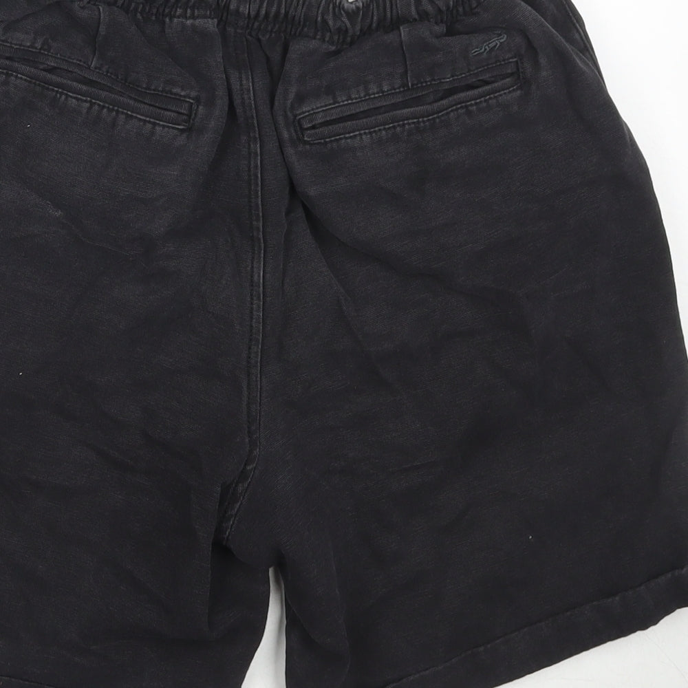 Crocodile Mens Black Cotton Bermuda Shorts Size 32 in L6 in Regular Drawstring