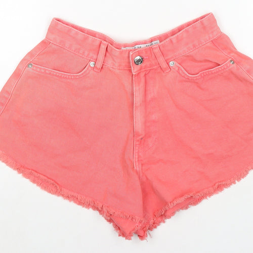 Denim & Co. Womens Pink Cotton Hot Pants Shorts Size 6 L3 in Regular Zip