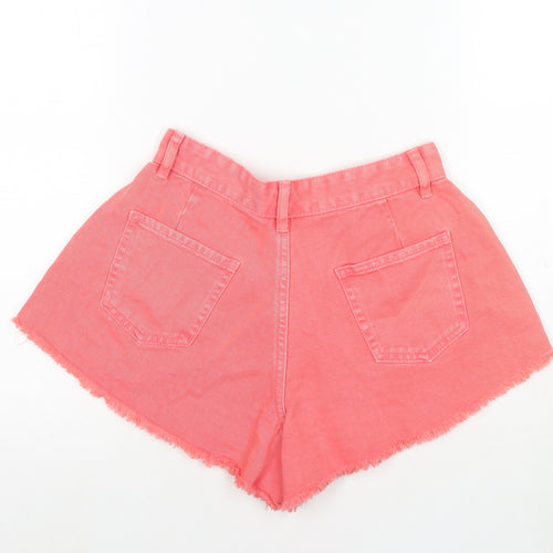 Denim & Co. Womens Pink Cotton Hot Pants Shorts Size 6 L3 in Regular Zip
