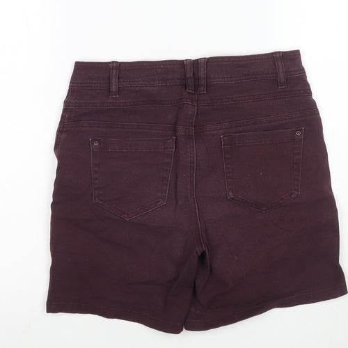 NEXT Womens Purple Cotton Mom Shorts Size 12 L6 in Regular Button