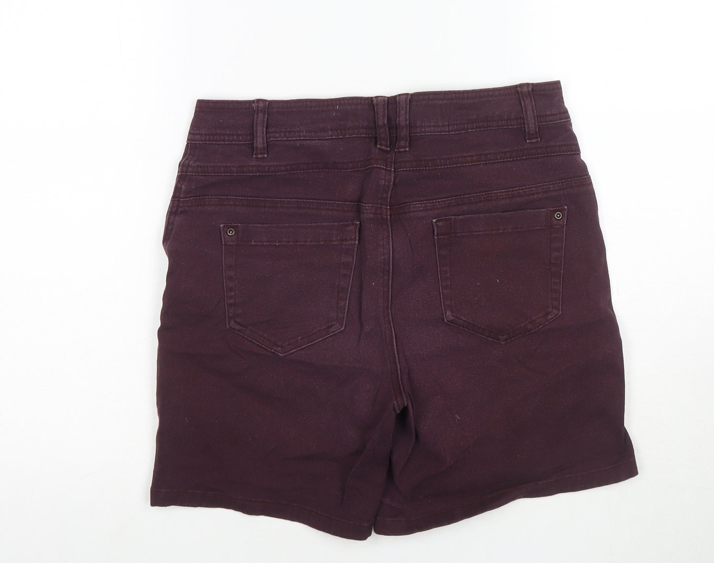NEXT Womens Purple Cotton Mom Shorts Size 12 L6 in Regular Button