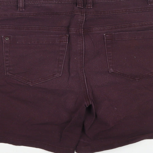 NEXT Womens Purple Cotton Mom Shorts Size 12 L6 in Regular Button
