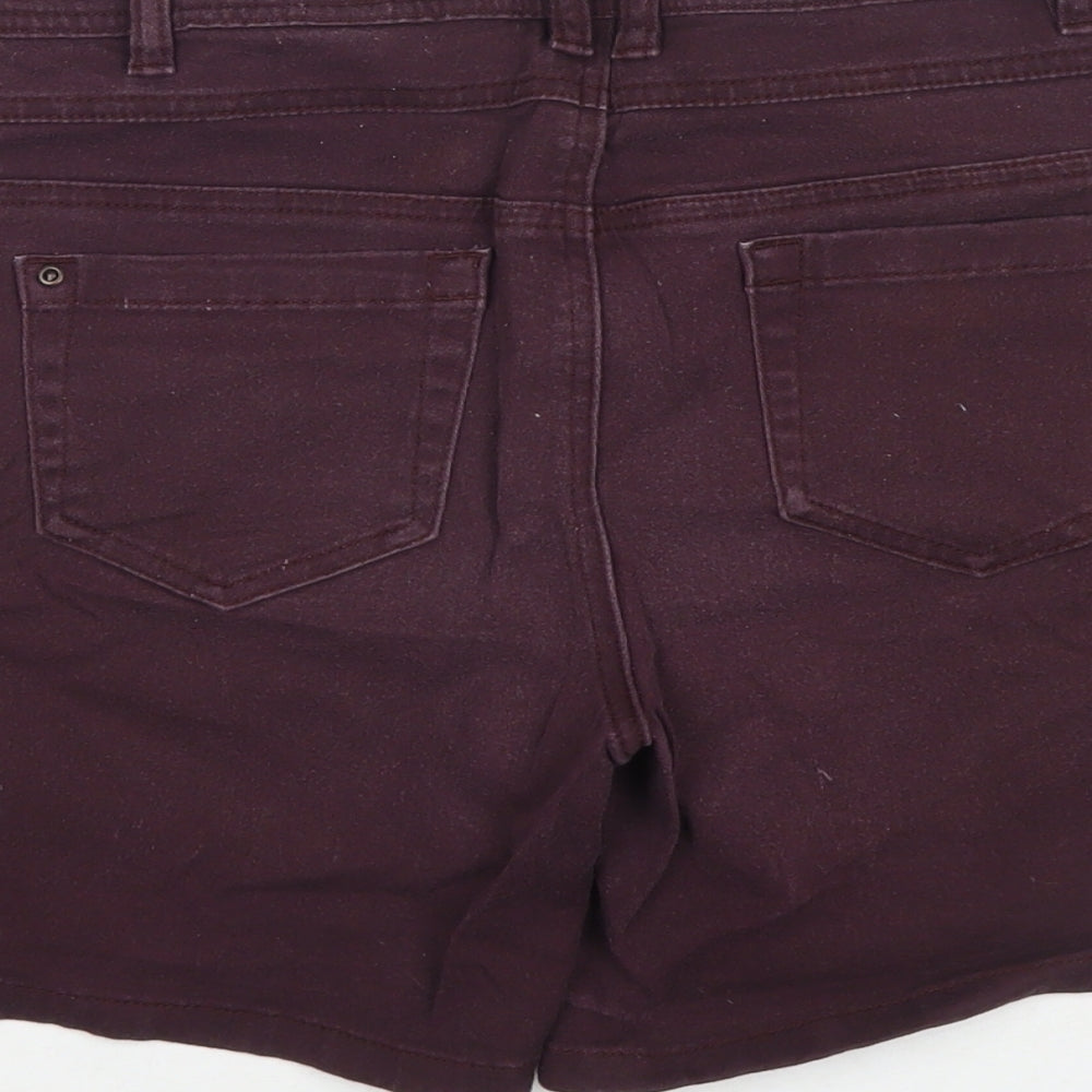 NEXT Womens Purple Cotton Mom Shorts Size 12 L6 in Regular Button