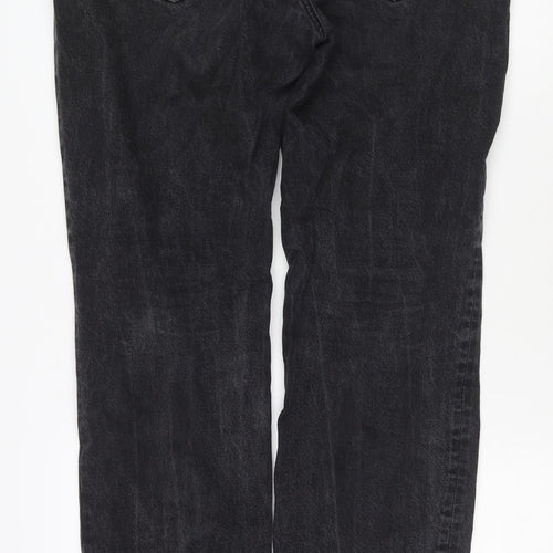 Arket Mens Black Cotton Straight Jeans Size 33 in L30 in Regular Zip
