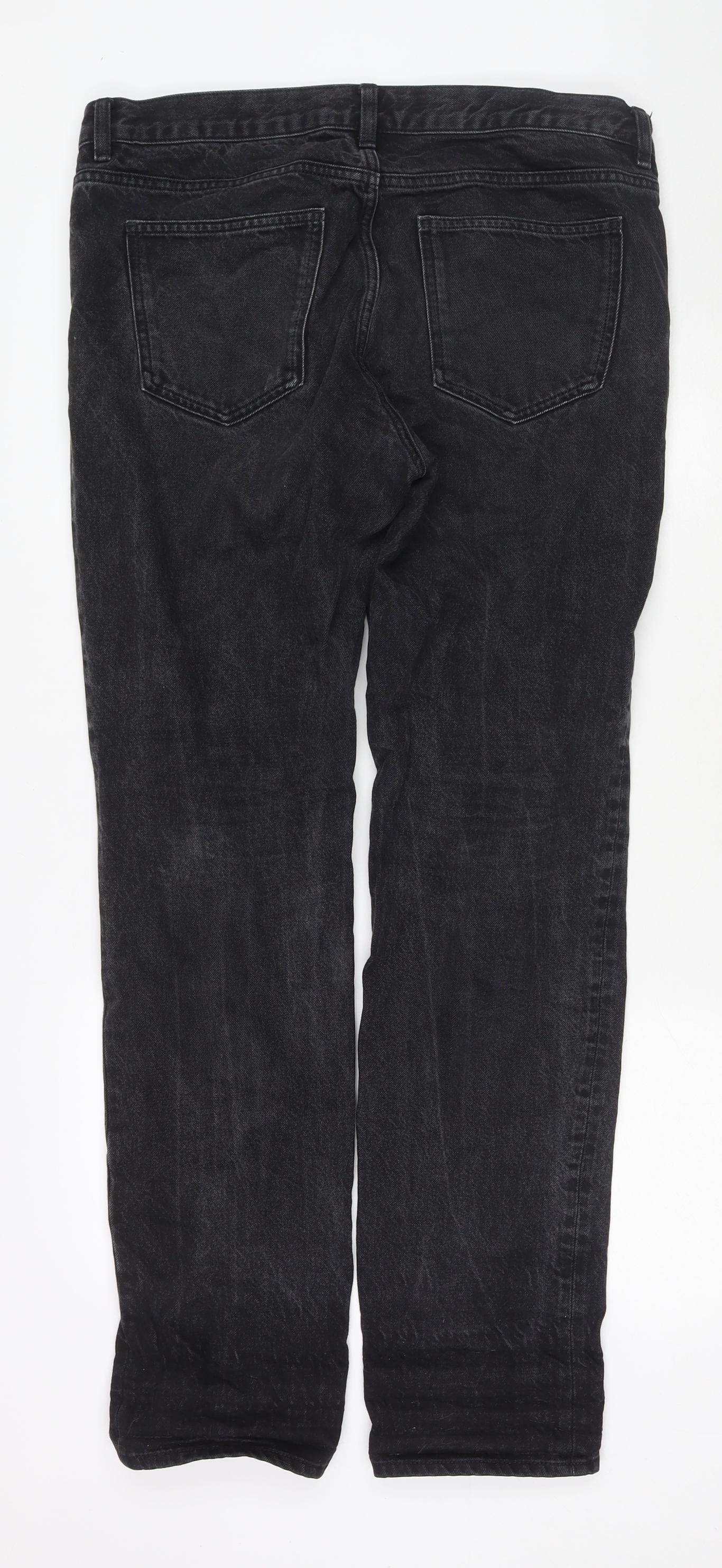 Arket Mens Black Cotton Straight Jeans Size 33 in L30 in Regular Zip
