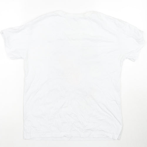 Larita Womens White Polyester Basic T-Shirt Size M Round Neck - Jeweled Detail Fashion Nails Lady
