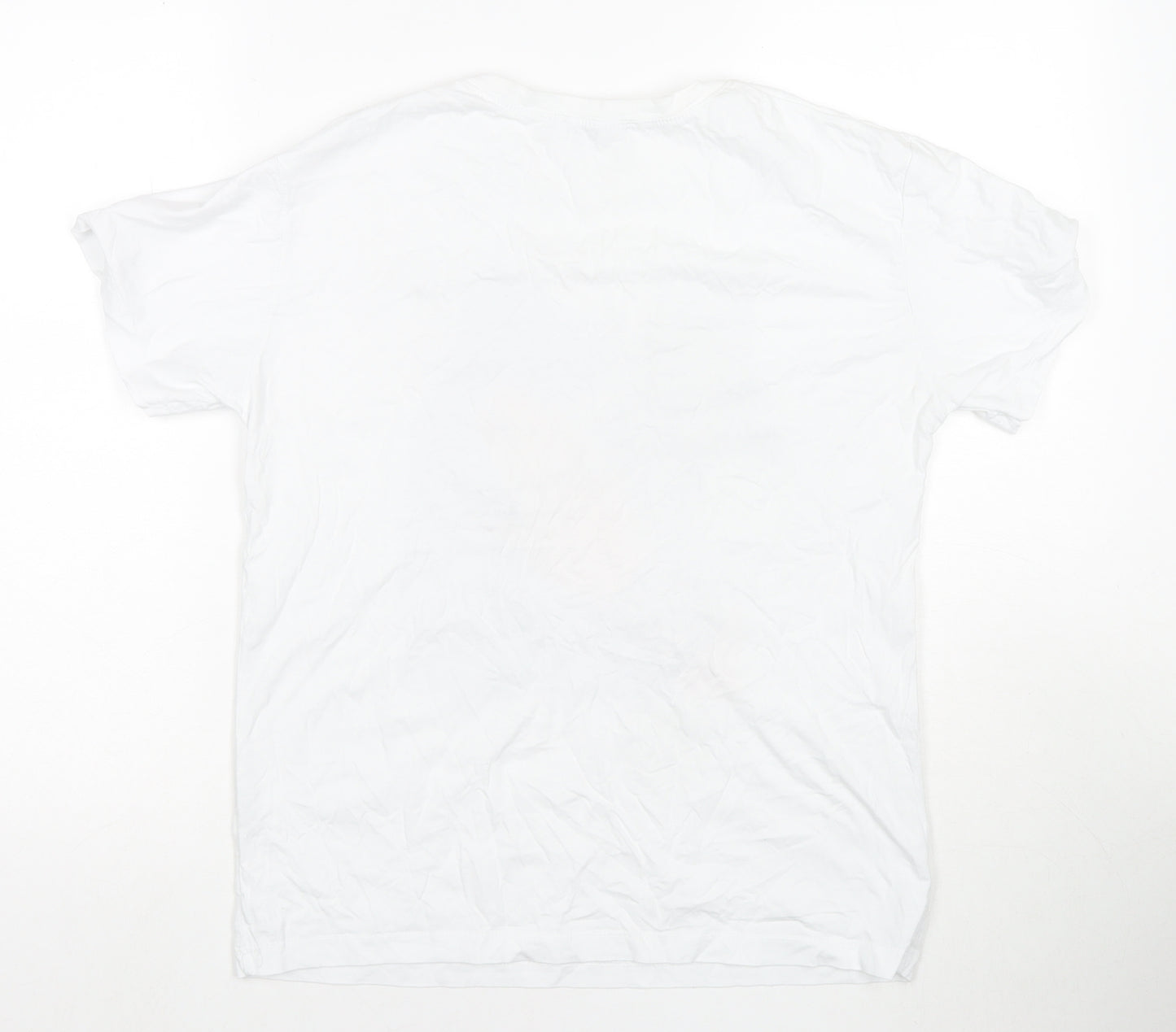 Larita Womens White Polyester Basic T-Shirt Size M Round Neck - Jeweled Detail Fashion Nails Lady