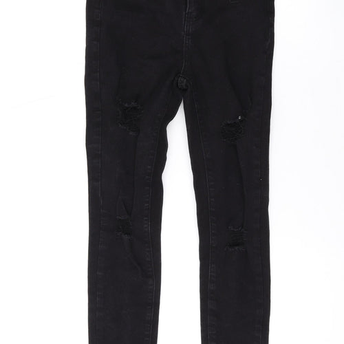 PRETTYLITTLETHING Womens Black Cotton Skinny Jeans Size 8 L25 in Regular Zip