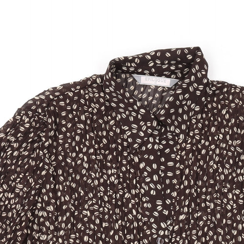 Epilogue Womens Brown Geometric Polyester Basic Blouse Size 16 Collared