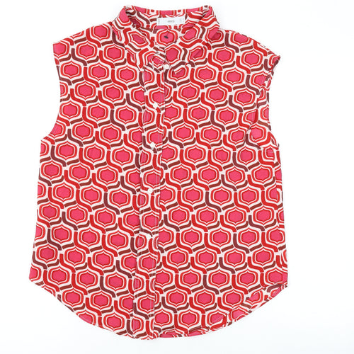 Mango Womens Pink Geometric Polyester Basic Blouse Size M Collared