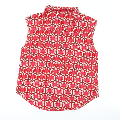 Mango Womens Pink Geometric Polyester Basic Blouse Size M Collared