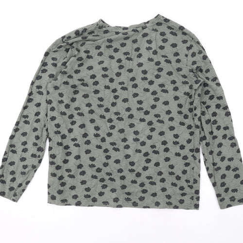 Marks and Spencer Womens Green Floral Cotton Basic Blouse Size 8 Round Neck