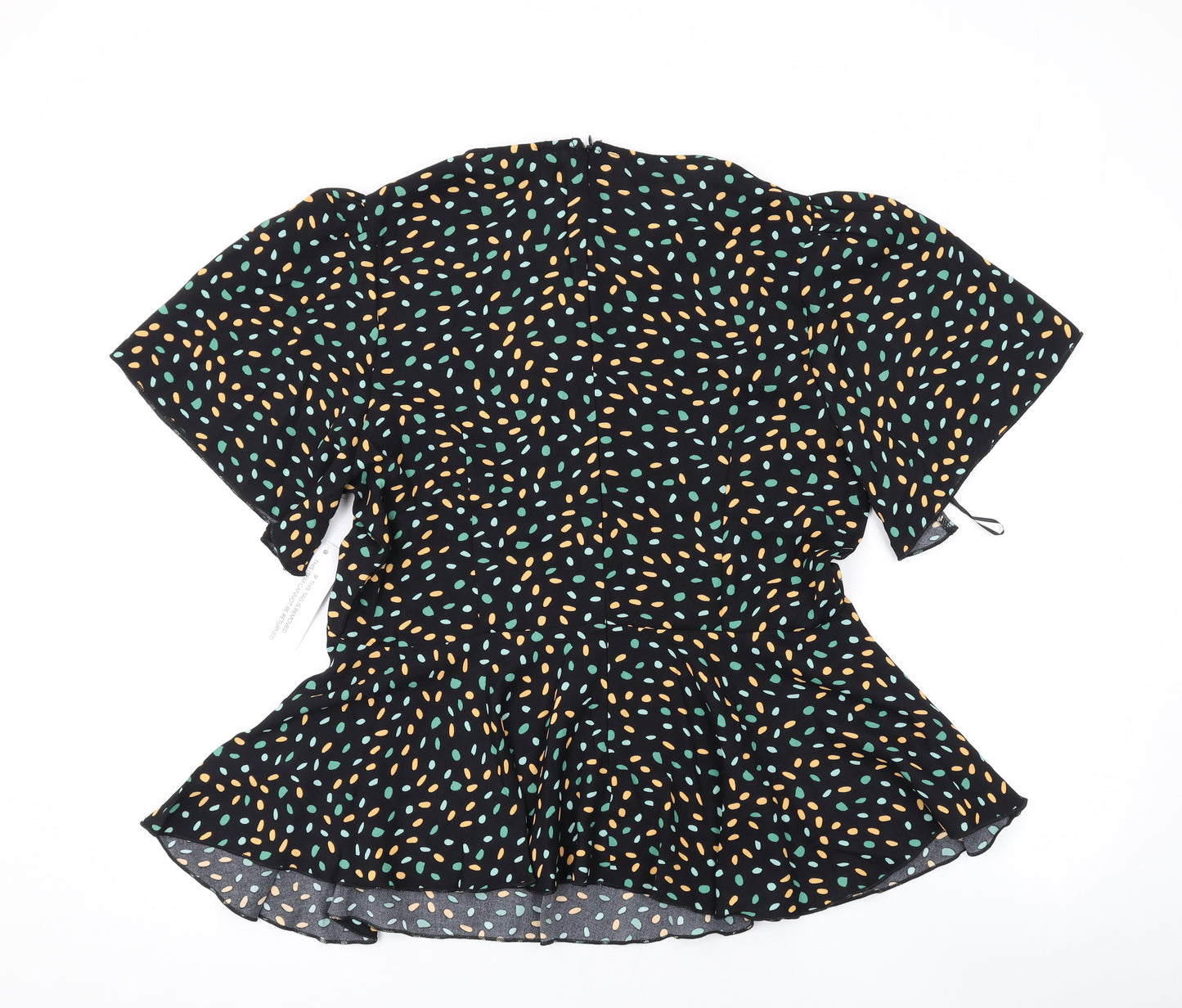 Girl in Mind Womens Black Geometric Polyester Basic Blouse Size 14 Round Neck