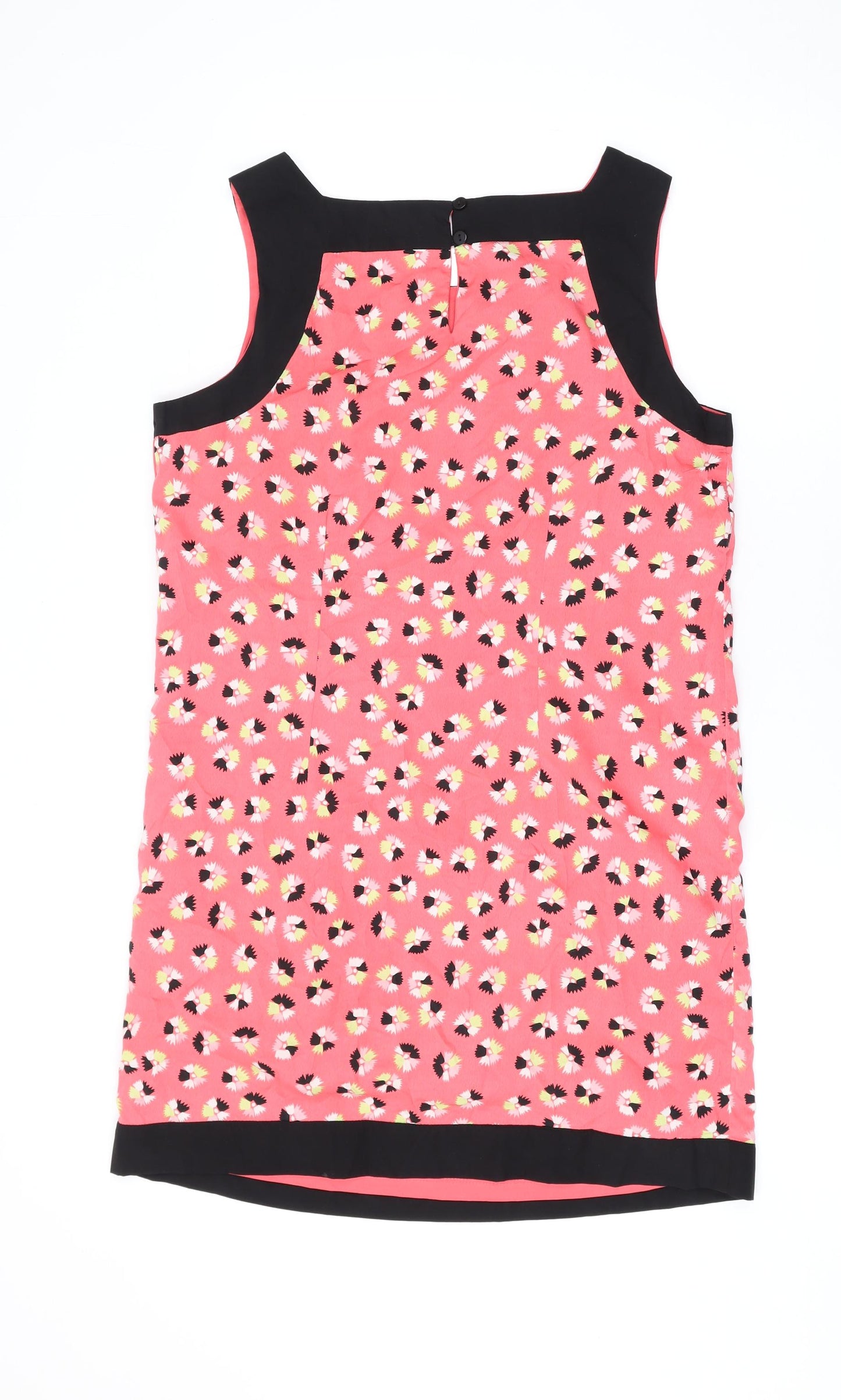 Red Herring Womens Pink Geometric Polyester A-Line Size 12 Square Neck Button