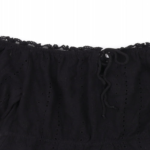 ASOS Womens Black Cotton Basic Blouse Size 14 Off the Shoulder