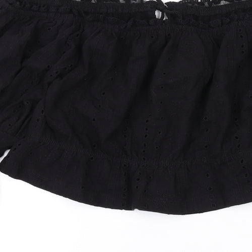 ASOS Womens Black Cotton Basic Blouse Size 14 Off the Shoulder