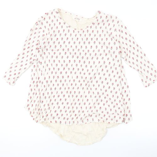 Fat Face Womens Beige Floral Viscose Basic Blouse Size 8 Round Neck