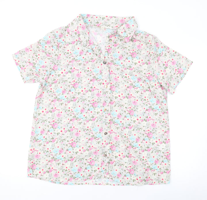 Nougat Womens Multicoloured Floral Polyester Basic Blouse Size XL Collared