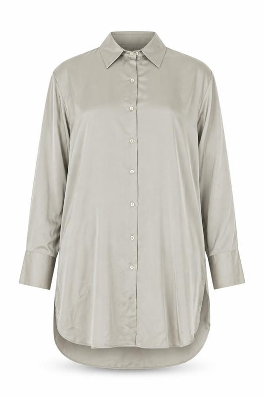 Front view of Zara women’s green polyester basic button-up, size S, collared