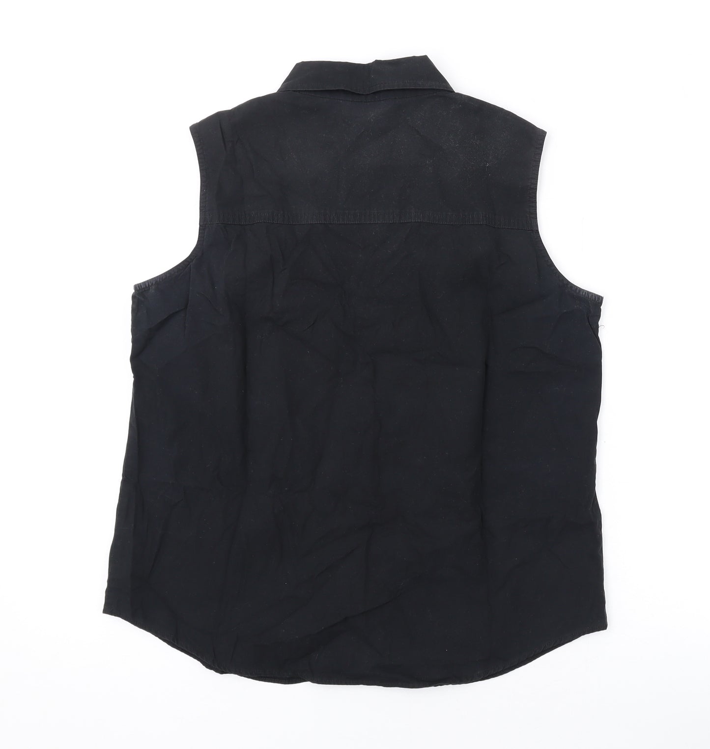 Marks and Spencer Womens Black Cotton Basic Button-Up Size 12 Collared
