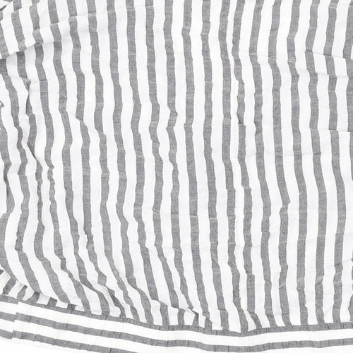 Bershka Womens White Striped Viscose Basic Blouse Size L V-Neck